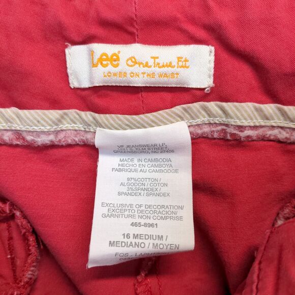 Lee Women's One True Fit Lower On The Waist Pants Red 16M Flat Front - Picture 8 of 10
